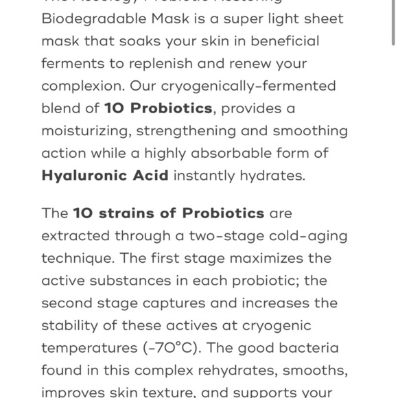 Aceology Probiotic Restoring Mask 4 Pack - Picture 3 of 5